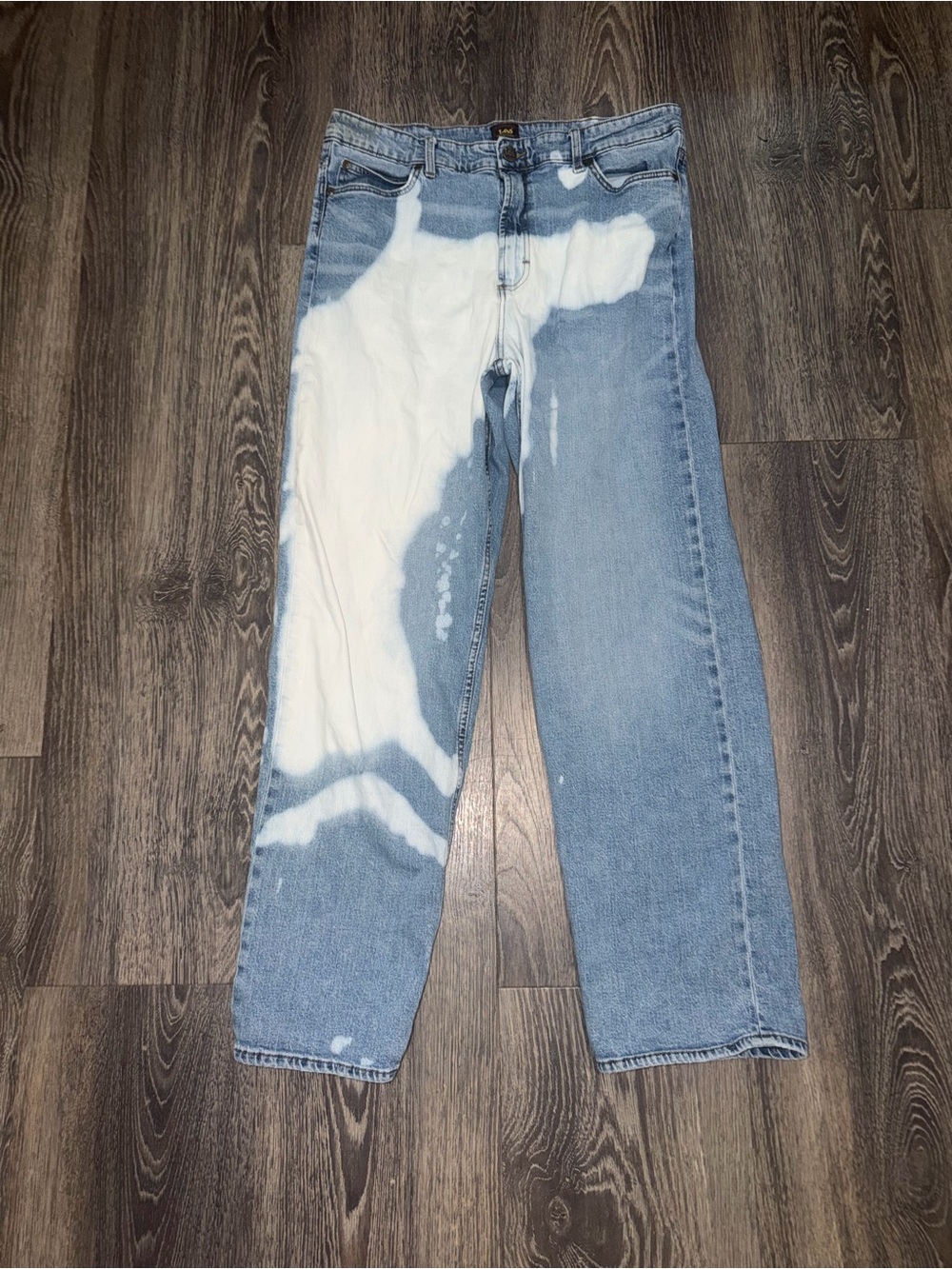 Lee Jeans Y2K Vintage Blue with white tie-dye effect Size 34x32